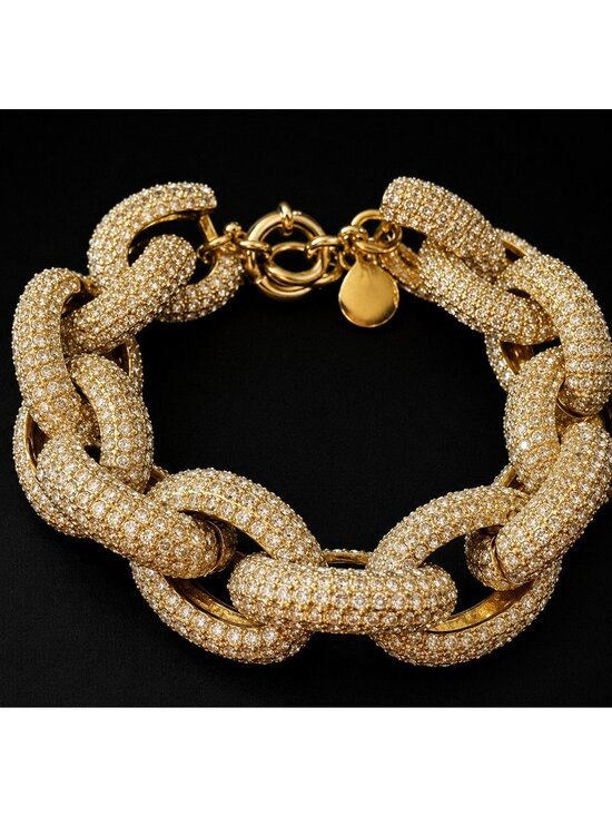 J.Crew Jewelry - J.Crew Gold Tone Chunky Crystal Pave Jumbo Link Bracelet Vintage Style